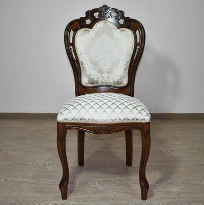 ➤Ціна 9 450 грн UAH Купити М'який стілець для вітальні 47x48x100 із натурального дерева лак темний горіх з патиною➤Темний горіх ➤Стільці дерев'яні ➤Nalp➤512PLN фото