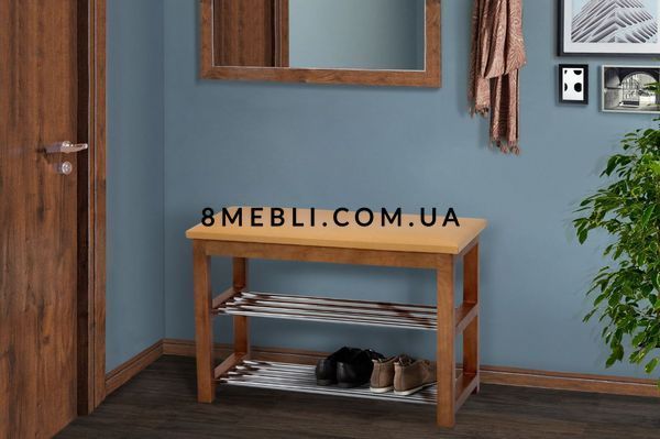 ➤Ціна 2 585 грн UAH Купити Лавочка з полицями для взуття 47х70х30 світлий горіх➤Горіх світлий ➤Лавки для взутя ➤Kit➤001DRB фото
