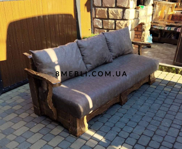 ➤Ціна 32 850 грн UAH Купити Розкладний диван Дізон з натурального дерева (смерека) | Дерев&rsquo;яний диван-ліжко для вітальні та дачі➤Горіх ➤Садовий диван➤МЕКО➤0074МЕКО20 фото