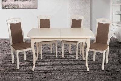 ➤Ціна 23 072 грн UAH Купити Комплект меблів стіл класичний розкладний + стільці м'які з високою спинкою 6 шт беж➤Бежевий ➤Обідній стіл та стільці➤Kit➤145ULT фото