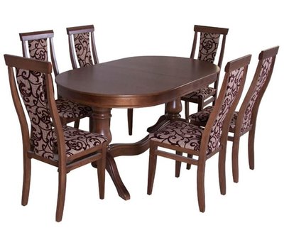➤Ціна 12 900 грн UAH Купити Дерев'яний стіл для кухні овальний 120х80 лак горіх темний➤Темний горіх ➤Класичні➤Nalp➤320PLN фото