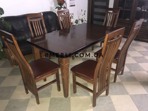 ➤Цена 35 055 грн UAH Купить Стол раскладной Киссалк 80х140(+40) + стулья Арон 6 шт орех ➤Орех светлый ➤Комплект стол и стулья➤Ренарф➤0068FRA фото