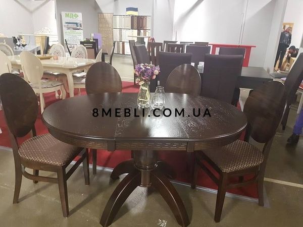 ➤Ціна 9 987 грн UAH Купити Кухонний круглий стіл D90 на одній опорі з масиву дерева➤Темний горіх ➤Столи круглі➤lebem➤242ММЕ фото