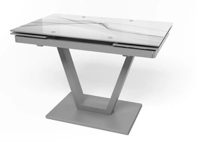 ➤Ціна 16 130 грн UAH Купити Обідній стіл 110х70(+30х2) на металевому каркасі стільниця скло ударостійке сірий 06➤Сірий ➤Столи на V-подібній опорі➤Maj➤0001JAM фото