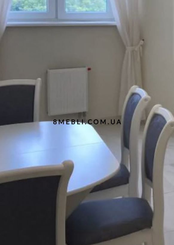➤Ціна 25 751 грн UAH Купити Комплект овальний стіл розкладний 81х129+34 + стільці м'які 4 шт дерев'яний лак білий➤Білий ➤Кухонний недорогий комплект➤Kit➤023ULT фото