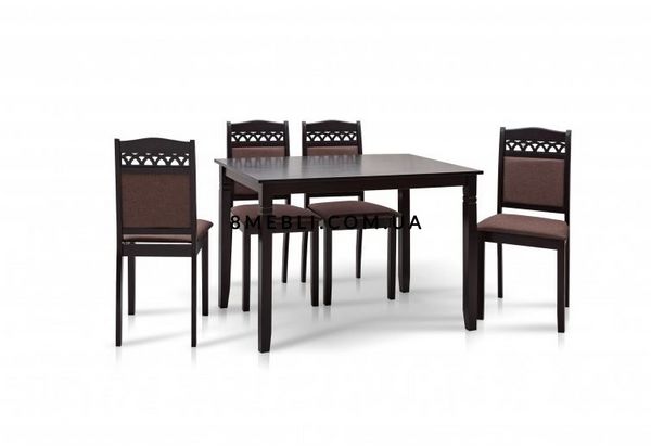 ➤Цена 9 900 грн UAH Купить Комплект мебели для кухни стол 110х70 стулья 4 шт венге шоколад ткань капучино темный ➤Венге ➤Кухонный недорогой комплект➤➤040MAL фото