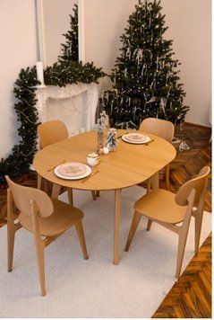 ➤Цена 17 655 грн UAH Купить Комплект стол Рам D100 + стулья Ulul 4 natural ➤white-natural ➤Комплект стол и стулья➤Kulvpa➤1267PAV фото