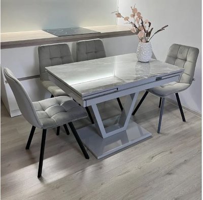 ➤Ціна 24 650 грн UAH Купити Комплект розкладний кухонний стіл 70х110(+60) сірий + стільці на металевих ніжках сірі➤Сірий ➤Кухонний стіл та стільці комплект➤Maj➤0597JAM фото