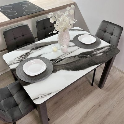 ➤Ціна 20 200 грн UAH Купити Комплект кухонний стіл Notsob 120х80(+35) Стандарт сірий + стілець м'який 4 шт➤Ваніль ➤Комплект стіл та стільці➤Maj➤0198JAM фото