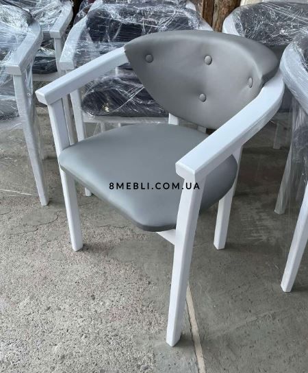 ➤Ціна 3 521 грн UAH Купити Стильний стілець білий з підлокітниками м'який Герхард шкірозамінник➤Білий ➤Стілець із підлокітниками➤Еко➤196ST фото