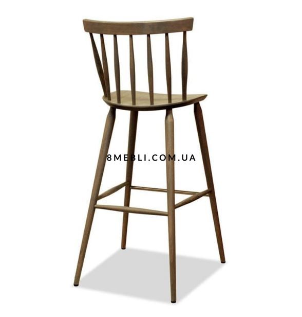 ➤Ціна 5 471 грн UAH Купити Барний стілець високий з натурального дерева 42x43x112 з твердим сидінням та спинкою лак горіх темний➤Темний горіх ➤Стільці барні➤Nalp➤987PLN фото