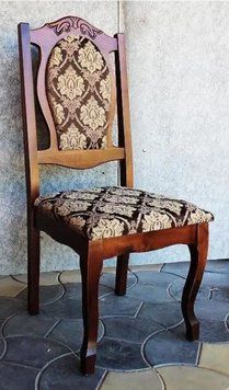 ➤Цена 2 145 грн UAH Купить Деревянный стул с резными рисунком на спинке мягкий для гостиной Гинкмар лак Орех ➤Орех ➤Стулья деревянные➤Еко➤83,1ST фото