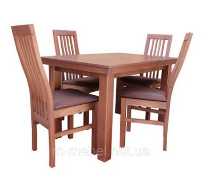 ➤Ціна 19 877 грн UAH Купити Кухонний стіл розкладний 120х80 (+40) зі стільцями 4 шт➤Горіх ➤Кухонний стіл та стільці комплект➤lebem➤345ММЕ фото