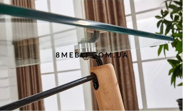 ➤Ціна 6 765 грн UAH Купити Стіл для обідньої зони стільниця скляна 120х80 на дерев'яних опорах➤Білий ➤Стіл лофт➤Kit➤009K_JAS фото