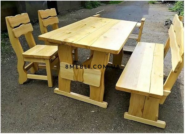 ➤Ціна 19 390 грн UAH Купити Комплект стіл 160х80 +лавка та два стільці дерев'яні під старовину Очірбат➤Смерека ➤Стіл та стільці для саду➤Еко➤007КС фото
