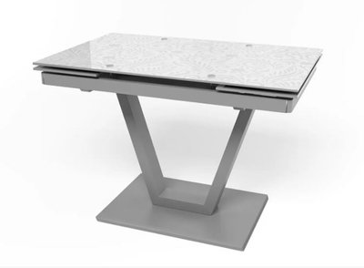 ➤Ціна 16 130 грн UAH Купити Обідній стіл 110х70(+30х2) на металевому каркасі стільниця скло ударостійке сірий 08➤Сірий ➤Столи на V-подібній опорі➤Maj➤0001JAM фото