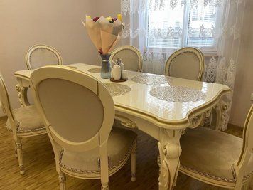➤Цена 94 710 грн UAH Купить Комплект стол раскладной 160х95(+40) Фарг + стулья Лесрам 6 шт ivory var 2 ➤Слонова кістка ➤Комплект стол и стулья➤Ренарф➤0058FRA фото