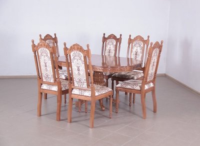 ➤Ціна 51 015 грн UAH Купити Кухонний стіл та стільці комплект Гаспард 100х100+40 Стільці 6 шт бук➤Горіх ➤Обідній стіл та стільці➤Еко➤000074КОМ фото