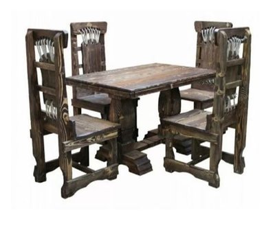 ➤Цена 20 282 грн UAH Купить Гарнитур столовый под старину стол и 4 стула Предраг ➤Орех ➤Стол и стулья для сада➤➤004КС фото