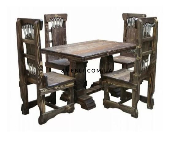 ➤Ціна 20 282 грн UAH Купити Гарнітур столовий під старовину стіл та 4 стільці Предраг➤Горіх ➤Стіл та стільці для саду➤Еко➤004КС фото