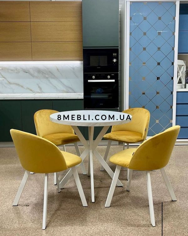 ➤Цена 6 210 грн UAH Купить Стул кресло с круглой спинкой 47x45x75 ткань желтая 2 ➤Жовтий 3 ➤Стул кресло мягкое➤Nalp➤2045PLN фото