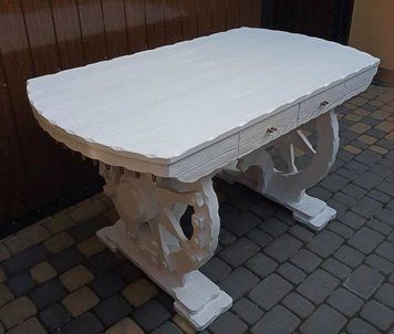 ➤Ціна 15 329 грн UAH Купити Кухонний стіл 160х80 з шухлядками Анутроф під старовину з масиву дерева➤Білий ➤Столи під старовину➤МЕКО➤0026МЕКО1 фото