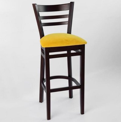 ➤Цена 6 246 грн UAH Купить Деревянный стул для барной стойки 41x41x111 массив дерева лак венге ткань желтая ➤Венге ➤Стулья барные➤Nalp➤902PLN фото