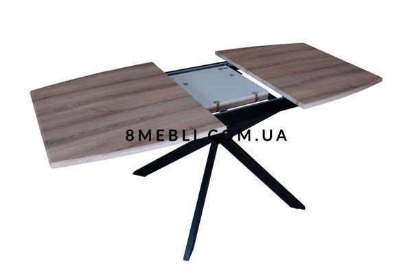 ➤Ціна 8 098 грн UAH Купити Кухонний стіл Саллад 85х140(+40) ніжки металеві чорні стільниця ясень➤ясень + чорний ➤Стіл кухонний ➤Oced➤0122DEC фото