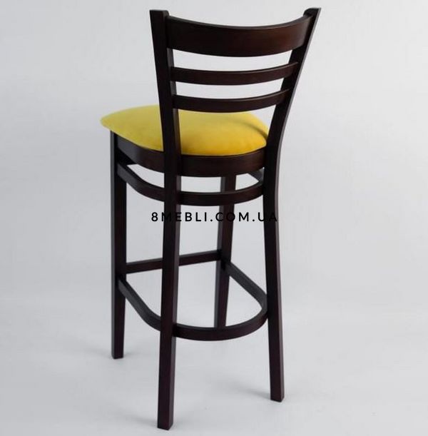 ➤Ціна 6 246 грн UAH Купити Дерев'яний стілець для барної стійки 41x41x111 масив дерева лак венге тканина жовта➤Венге ➤Стільці барні➤Nalp➤902PLN фото