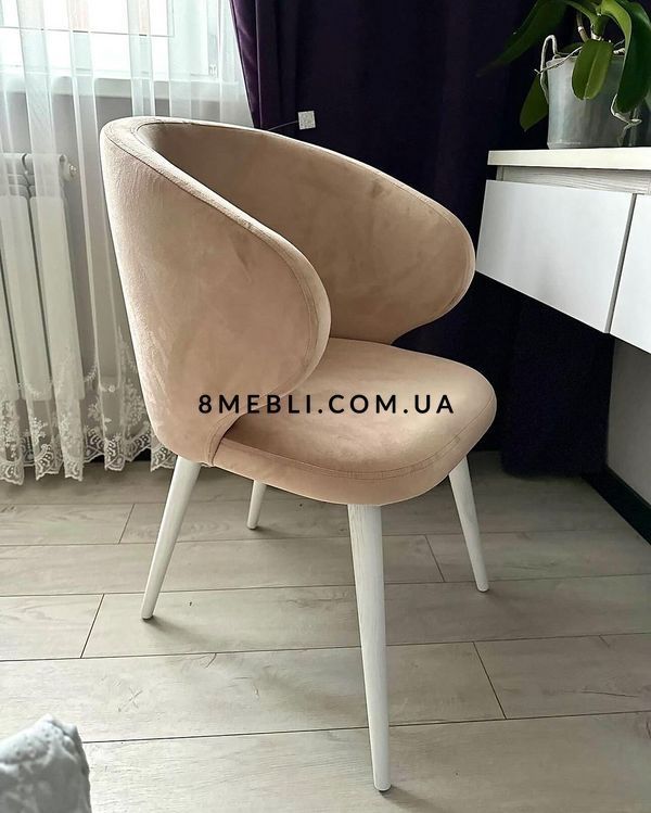 ➤Ціна 6 210 грн UAH Купити Стілець крісло обідній 51x45x81 спинка кругла тканина бежевий 3➤білий + беж ➤Стілець крісло м'яке➤Nalp➤2032PLN фото