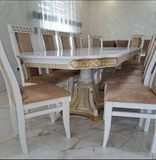 ➤Ціна 57 768 грн UAH Купити Комплект Калін білий + золото стіл 200х100+40+40 + 12 стільців➤Білий ➤Комплект стіл та стільці➤Еко➤100002ST фото
