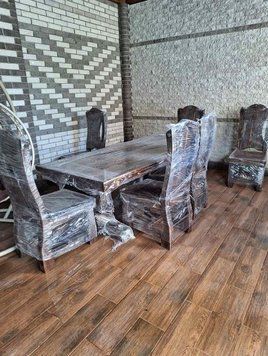 ➤Ціна 13 875 грн UAH Купити Обідній стіл дерев'яний нерозкладний під старовину 90х200 (5)➤горіх світлий ➤Стіл у альтанку➤МЕКО➤318 фото