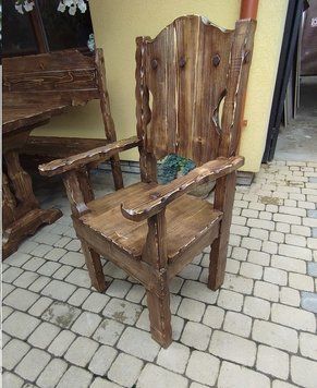 ➤Ціна 3 850 грн UAH Купити Стілець під старовину Тналта дерев'яний з підлокітниками 3➤Темний горіх ➤Стільці під старовину➤МЕКО➤0066МЕКО1 фото