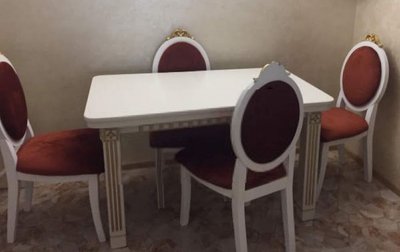➤Ціна 36 554 грн UAH Купити Гарнітур вітальня Бартоломео + стільці 4 шт білий + патина➤Білий ➤Обідній стіл та стільці➤Еко➤000078КОМ фото