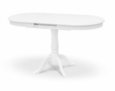 ➤Ціна 8 568 грн UAH Купити Овальний стіл на одній опорі дерев'яний 68х100+300 білий➤Білий ➤Столи на одній опорі➤Kit➤001AVN фото