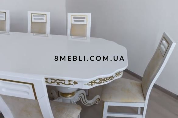 ➤Цена 82 145 грн UAH Купить Большой обеденный стол 240х100(+50х2) + стулья мягкий 8 шт  ➤Белый ➤Обеденный стол и стулья➤lebem➤391ММЕ фото