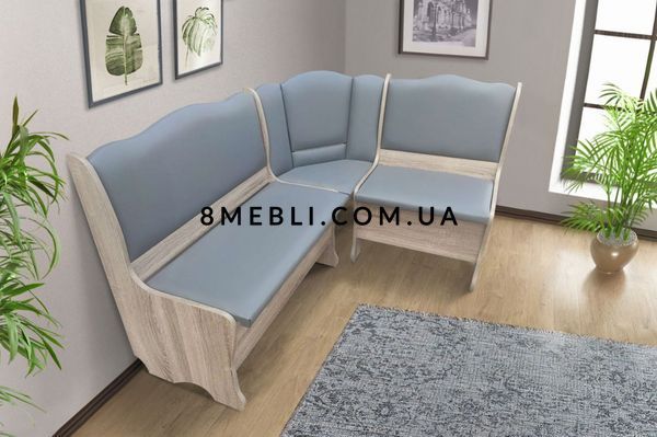 ➤Ціна 9 369 грн UAH Купити Кухонний куточок 140х110х83 зі столом розкладним 900х570 та табуретами 2 шт трюфель шкірзам сірий➤Трюфель ➤Кутник для кухні➤Kit➤003KUH фото