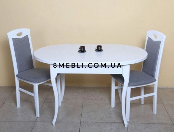 ➤Ціна 11 600 грн UAH Купити Дерев'яний стіл на витончених ніжках 81х126+34 з розкладною стільницею білий➤Білий ➤Стіл обідній➤Kit➤072ULT фото