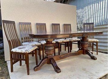 ➤Цена 17 459 грн UAH Купить Стол обеденный из массива бука Стефан 200х100+40+40 темный орех ➤ ➤Стол обеденный ➤Еко➤223.1CТ фото