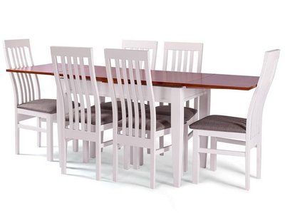 ➤Ціна 31 050 грн UAH Купити Набір меблів для кухні стіл розкладний 120х80(+40) + стільці з твердою спинкою 6 шт білий➤Білий ➤Класичні➤Nalp➤149PLN фото