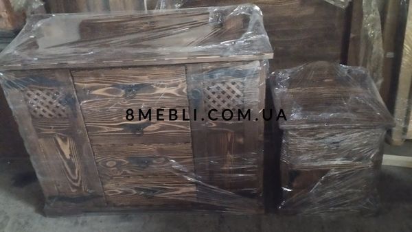 ➤Ціна 13 755 грн UAH Купити Дерев'яний комод 120х40хh90 Салад 4Ш2Д під старовину 3➤Темний горіх ➤Комод під старовину➤МЕКО➤0157МЕКО фото