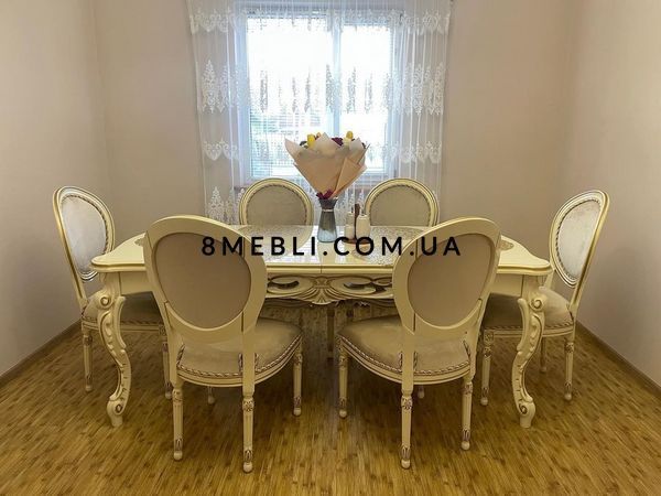 ➤Ціна 99 015 грн UAH Купити Комплект стіл розкладний 200х95(+40) Фарг + стільці Лесрам 6 шт ivory var 3➤Молочний ➤Комплект стіл та стільці➤Ренарф➤0058FRA фото