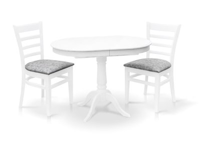 ➤Ціна 14 280 грн UAH Купити Комплект обідній стіл овальний розкладний 68х100+30 + стільці 2 шт. з твердою спинкою білий➤Білий ➤Обідній стіл та стільці➤Kit➤006AVN фото