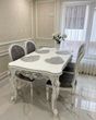 Белый комплект обеденный Ивес стол раскладной 160х95+40 + Стулья 4 шт спинка круглая 000031КОМ фото 7