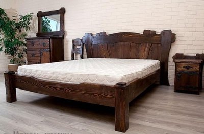➤Цена 11 550 грн UAH Купить Кровать деревянная Ритагоб 200х200 под старину ➤орех светлый ➤Кровать под старину➤МЕКО➤0121МЕКО фото