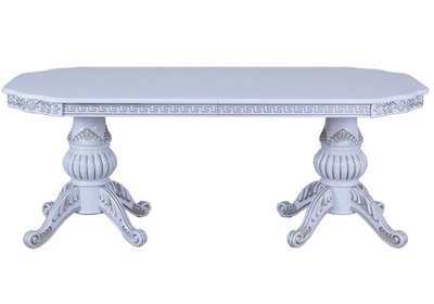 ➤Ціна 53 250 грн UAH Купити Великий стіл розкладний у вітальню 180х100(+50х2) лак білий з патиною➤Білий ➤Класичні➤Nalp➤203PLN фото