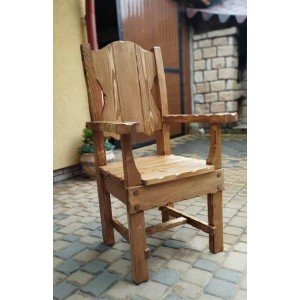 ➤Ціна 2 730 грн UAH Купити Дерев'яне крісло під старовину з підлокітниками Мрія➤горіх світлий ➤Стілець садовий➤Еко➤241ST фото