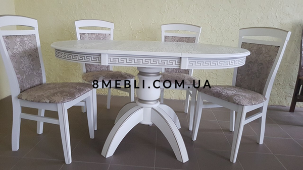 ➤Цена 28 864 грн UAH Купить Круглый стол для кухни на одной опоре D100(+40) со стульями 4 шт белый ➤Белый ➤Обеденный стол и стулья➤lebem➤380ММЕ фото