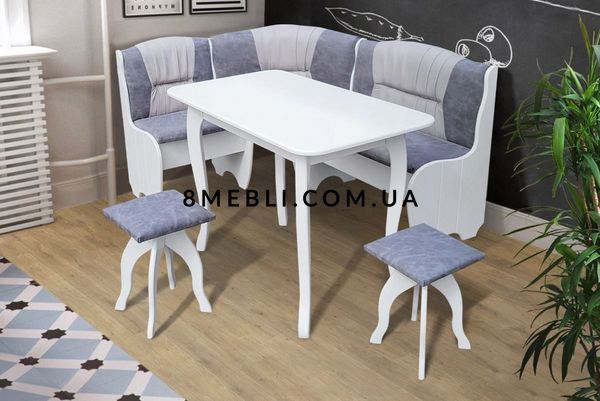 ➤Ціна 12 840 грн UAH Купити М'який куточок 150х115 на кухню зі столом 106+33х60 та табуретами 2 шт горіх Alpha Brown➤Горіх ➤Кутник для кухні➤Kit➤012KUH фото