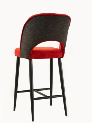 ➤Цена 6 056 грн UAH Купить Барный стул мягкий 44х44х117 на деревянных ножках M0046 ткань красная ➤Красный ➤Стулья барные➤lebem➤192ММЕ фото